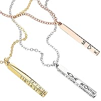 MignonandMignon Dainty 4 Sided Vertical Bar Mother's Day Initial Personalized Name necklace Bridesmaid Gifts - D4BN