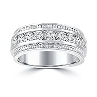 0.75 ct Men's Round Cut Diamond Wedding Band Ring in Channel Setting in 14 kt White Gold