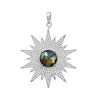 Multi Choice Round Gemstone 925 Sterling Silver Floral Design Cluster Pendant Jewelry
