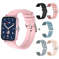 P9 Plus 1.69 inch 2021 Smart Watch Men Full Touch Fitness Tracker ip67 Waterproof Female gts 2 Smartwatch for xiaomi Mobile Phone,Benrenshangmao (Color : Pink with 5 Straps)