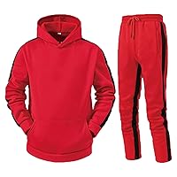 DuDubaby Men'S Hooded Sportswear Two-Piece Long Sleeved Pullover Hoodie Sweatshirt+Sweatpants Set