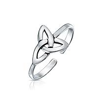 Personalized BFF Irish Traditional Celtic Love Knot Claddagh Heart Circle Triquetra Trinity Toe Ring Band Midi Thumb or Pinky Ring For Women Teen Oxidized .925 Silver Sterling Adjustable Customizable