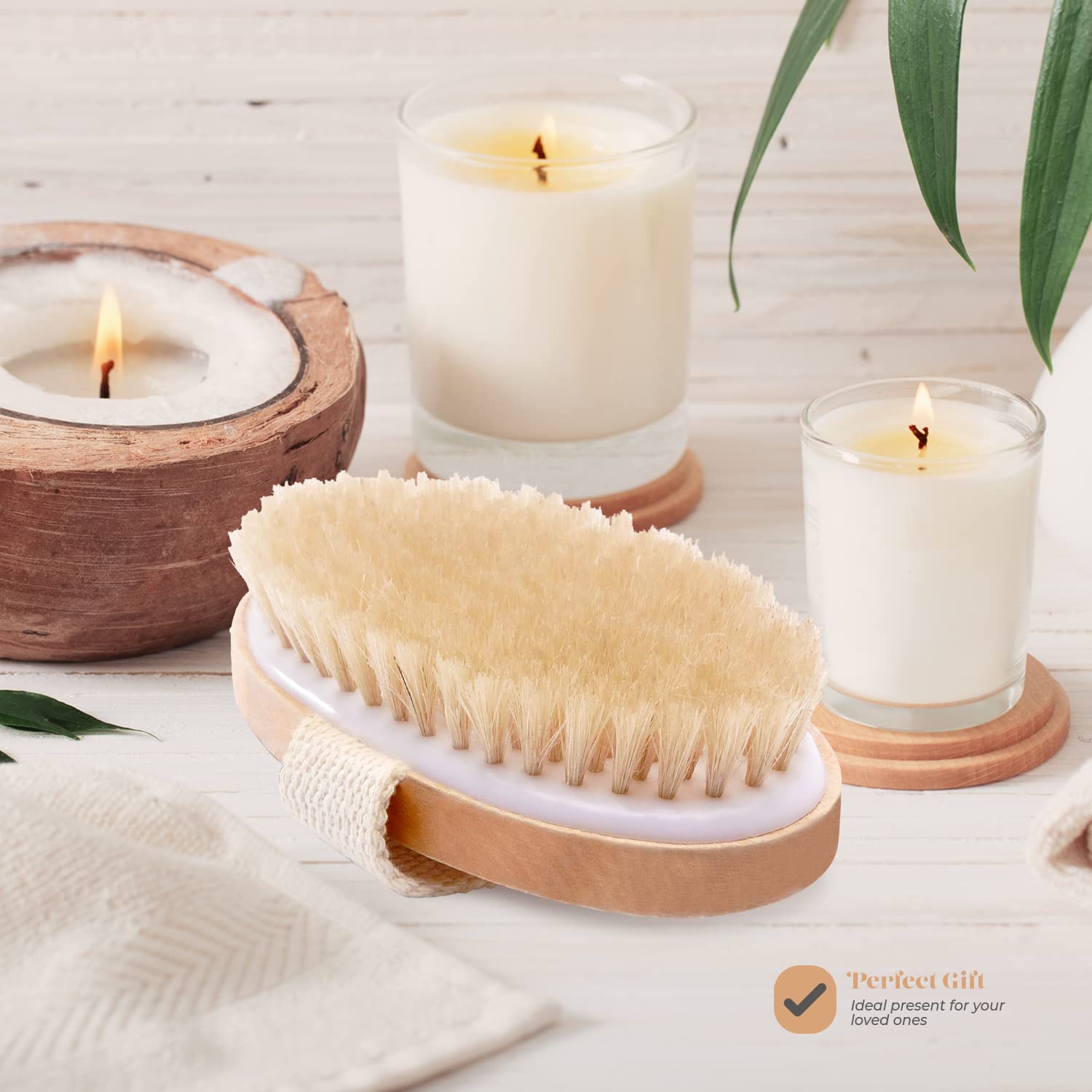 Dry Skin Body Brush - Improves Skin's Health and Beauty - Natural Bristle - Remove Dead Skin and Toxins, Cellulite Treatment, Improves Lymphatic Functions, Exfoliates, Stimulates Blood Circulation