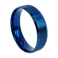 Men Titanium Ring Blue Matte Wedding Band Anniversary Engagement Ring Unisex Ring 7mm Size 3.5-16.5