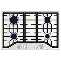 30 Inch Gas Cooktop, GASLAND Chef 4 Italy Sabaf Sealed Burner Gas Stovetop, 30 inch Drop in Gas Range Cooktop,28,300 BTU NG/LPG Convertible,Heavy Duty Cast Iron Grates with Metal Knobs