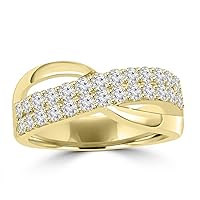 1.00 ct Ladies Round Cut Diamond Anniversary Ring in 14 kt Yellow Gold
