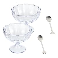 BESTOYARD 2pcs Dessert Goblet Dessert Cups Yogurt Cups Ice Cream Footed Bowl Pudding Cups Glass Dessert Bowls Footed Food Bowls Kids Ice Cream Bowl Snack Cup Stainless Steel Drinks