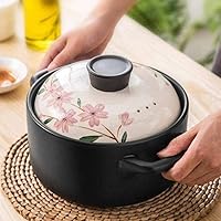 Casserole Clay Casserole Round Covered Ceramic Hot Pot Double Handle Saucepan-A_2.4L (A 2.4L) (A 2.8L)