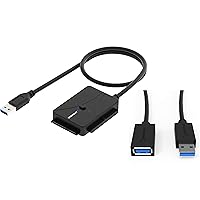 USB 3.0 Extension Cable A Male to A Female [Black] 3 Feet+USB 3.0 to SSD/SATA/IDE 2.5/3.5/5.25-INCH Hard Drive Converter with UL Power Supply & LED Activity Lights