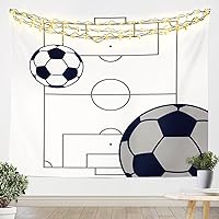 Castle Fairy Football Tapestry Blue Soccer Ball Print White Field Tapestries Art Home Decorative Bedroom Door,Kids Gaming Sports Football Court Wall Hanging for Teens Adult Present,(XL 70.9