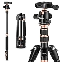 56” Camera Tripod, Lightweight Aluminum Travel Tripod Professional Compact Tripod Monopod for DSLR Camera with 360 Degree Ball Head, Quick Release Plate, Carry Bag