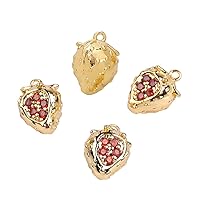 JOE FOREMAN 3Pcs Hypoallergenic Brass Body 18K Gold Filled CZ Plant Fruit Charms Pendant Beads for Jewelry Making Necklace Bracelet Enhance