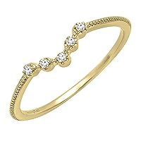 Dazzlingrock Collection White Diamond 5 Stone Beaded Chevron Band for Women (0.05 ctw, Clarity I-J, Clarity I1-I3) in Gold