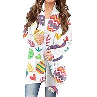Easter Tunic Going Out Kimono Women'S Floofy Long Sleeve Collarless Lightweight Cardigan for Women Printed