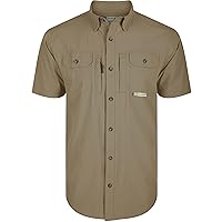 Drake Men's Wingshooter Trey Casual Athletic Lightweight Moisture Wicking Quick Drying Short Sleeve Button Stretching Shirt