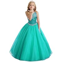 Flower Girls' Sequins Ball Gowns Beaded Long Pageant Dresses