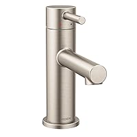 Moen Align Brushed Nickel One-Handle Modern Bathroom Faucet with Drain Assembly and Optional Deckplate, 6190BN