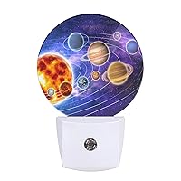 Outer Space Night Lights Plug into Wall Solar System Planets and Orbits Universe Night Light with Dusk to Dawn Sensor LED Lamp for Boys Girls Room Bedroom Bathroom