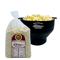 Baby White (6 Pound Bag) and Black Silicone Popcorn Popper Bundle | Small & Tender Popcorn | Popper is BPA and PVC Free with Handles, Dishwasher Safe