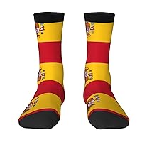 Spanish Flag Print Sport Socks Funny Socks For Men Women Unisex Adult Novelty Socks Long Tube Socks