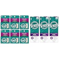 Tom's of Maine Naturally Waxed Antiplaque Flat Dental Floss, Spearmint, 32 Yards 6-Pack & Whole Care Natural Toothpaste with Fluoride, Spearmint, 4 Ounce,