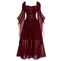 Dresses for Women 2024 Trendy Summer Butterfly Sleeve Cold Shoulder Gothic Dress Casual High Waist Flowy Corset Dress