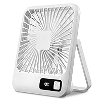 Small Desk Fan Personal Fan - USB Rechargeable Battery Operated Portable Table Fan with 5 Speeds Adjustable 180° Tilt LED Display for Office Home Bedroom Outdoor Travel