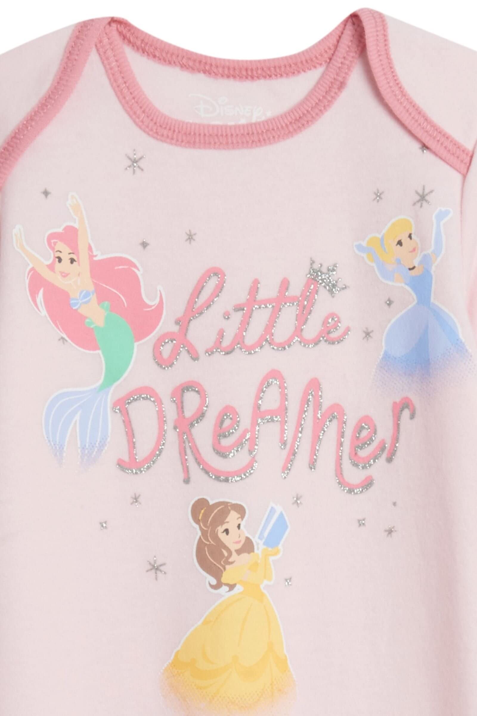 Disney Princess Cinderella Ariel Belle Tiana Princess & The Frog Baby Girls 3 Pack Long Sleeve Swaddle Sleeper Gowns Newborn