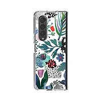 Compatible with Samsung Galaxy Z Fold 4 Case, Clear Art Flowers Series Print Pattern, TPU Bumper Shockproof Protective Slim Fit Cover Cute Kawaii Gift for Women Girls, Flower Collage