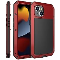 Marrkey Compatiable with iPhone 15 Plus Case,360 Full Body Protective Cover Heavy Duty Shockproof [Tough Armour] Aluminum Alloy Metal Case with Silicone Built-in Screen Protector - Red