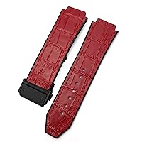20mm 22mm Cowhide Leather Rubber Watchband 25mm * 19mm Fit for Hublot Watch Strap Calfskin Silicone Bracelets Sport (Color : 28, Size : 22mm)