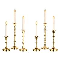 Nuptio Candle Holder Taper Candlestick Holders Gold Candle Holders for Unity Candles Metal Long Stem Candle Holders Set of 6 Home Decorations for Living Room Bathroom Dinner Table Cafe Table