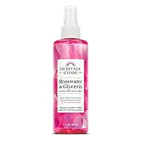 Rosewater & Glycerin, Hydrating Mist for Skin & Hair, No Dyes or Alcohol, Vegan (8oz)
