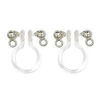 Sofia D-4-R Accessory Parts, Resin Earrings, Omega, Front and Rear Can, Silver, Pack of 2