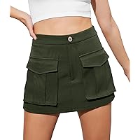 Angerella Skirts for Women Denim Mini Cargo Skirt Mid Rise Button Up Bodycon Y2k Trendy Summer Casual Jean Skirt