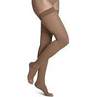 Men’s & Women’s Essential Cotton 230 Open Toe Thigh-Highs w/Grip-Top 20-30mmHg - Light Beige - Medium Short