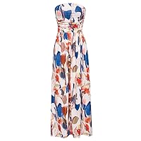 GRACE KARIN Women Strapless Casual Loose Ruched Long Maxi Dress with Pockets