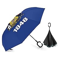 Flag of Wisconsin State of The USA Inverted Umbrellas Automatic Open Windproof & Rainproof Car Umbrella Double Layer C-Shape Handle Free