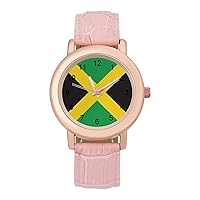 Jamaican Flag Classic Watches for Women Funny Graphic Pink Girls Watch Easy to Read