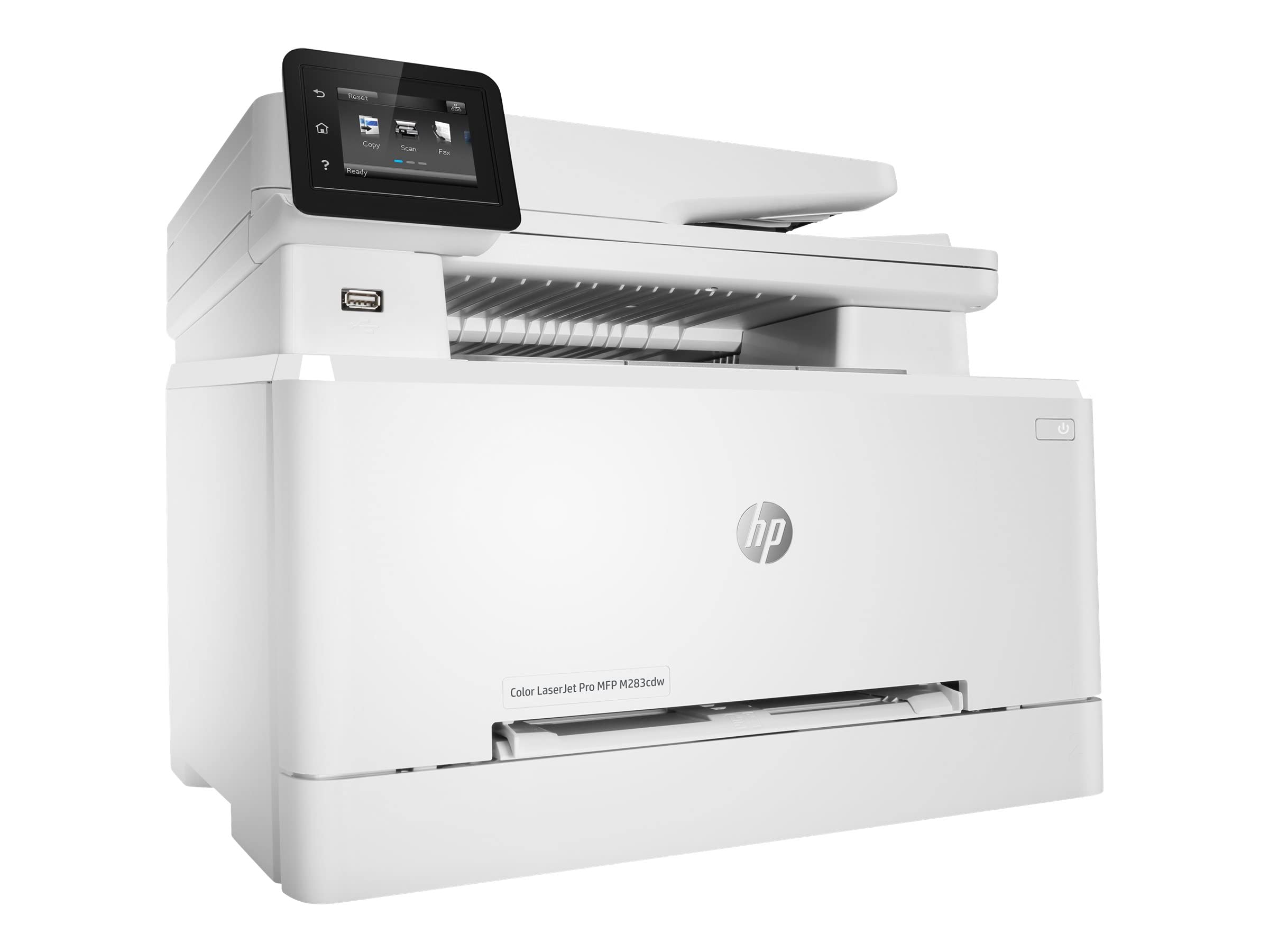 HP Color Laserjet Pro M283cdwA Wireless All-in-One Laser Printer, Print Scan Copy Fax, Auto 2-Sided Printing, Remote Mobile Print, 22ppm, 260-Sheet, 256MB, White - Bundle with JAWFOAL Printer Cable