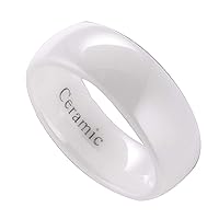 Ceramic Wedding Band Classic High Polished Ring Varying Colors and Widths to Choose From