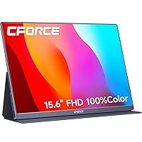 c-force Portable Monitor 15.6 inch FHD 1080P USB C HDMI Ultra-Slim IPS Computer Display w/Speakers, HDR Plug & Play, External Portable Monitor for Laptop PC Phone Mac Xbox PS5 Switch