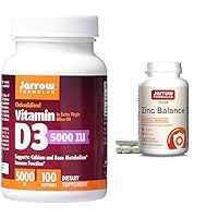 Vitamin D3 125 mcg 100 Softgels & Zinc Balance 15 mg 100 Veggie Caps - Bone, Immune & Calcium Metabolism Support