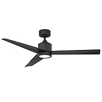 Lotus Smart Indoor and Outdoor 3-Blade Ceiling Fan 54in Matte Black with 3000K LED Light Kit and Remote Control works with Alexa, Google Assistant, Samsung Things, and iOS or Android App