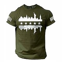 Patriotic Shirts for Men American Flag USA Independence Day Tactical Shirt Short Sleeve Casual Muscle Dry Fit Workout Tops