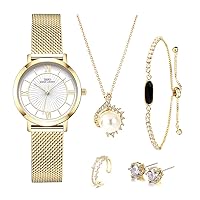 Girl Jewelry Set Women Quartz Watch Set Crystal Design Bracelet Necklace Ring Earrings Watch Sets Female Watch Lady's Wife Mom Gift The Book of Wishes