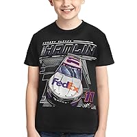 Denny Hamlin 11 Classic Printing Athletic Crewneck T-Shirt Shirt Short Sleeve Tee Shirts for Teen Girl & Boy