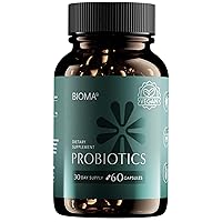 BIOMA Probiotics for Digestive Health, 3 in 1 Gut Health Probiotics and Prebiotics/Postbiotics, Slow Release Synbiotic Probiotic Capsules for Complete Gut Harmony Probiotic Multi Enzyme (60 Caps)