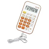 Mini Small Portable Pocket Calculator with Rope Suitable for Students and Office Supplies (Orange)