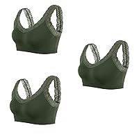 Women's 3PC Wireless Bra, Full-Coverage Pullover Bra, Seamless T-Shirt Bra, Medium Support Workout Exercise Sport Bra
